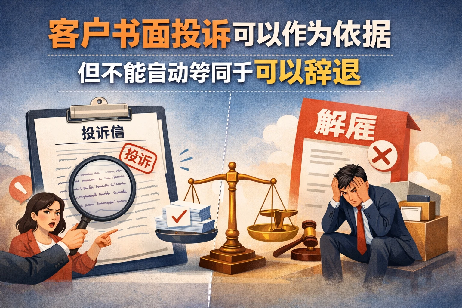 客户书面投诉可以作为依据，但不能自动等同于可以辞退