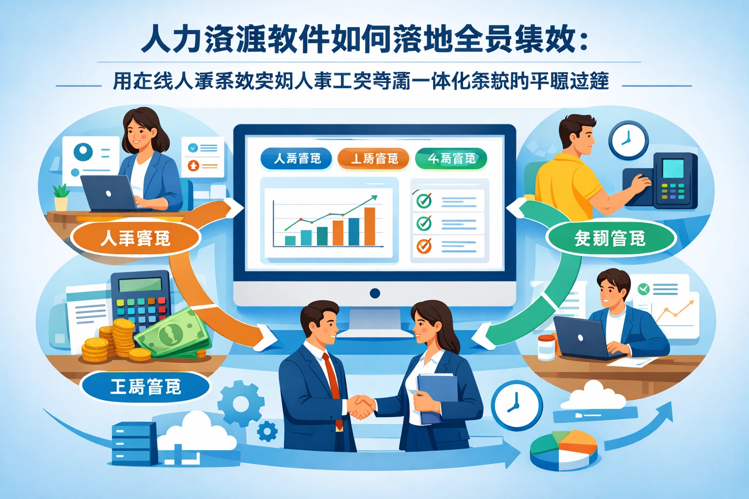人力资源软件如何落地全员绩效：用在线人事系统实现人事工资考勤一体化系统的平稳过渡