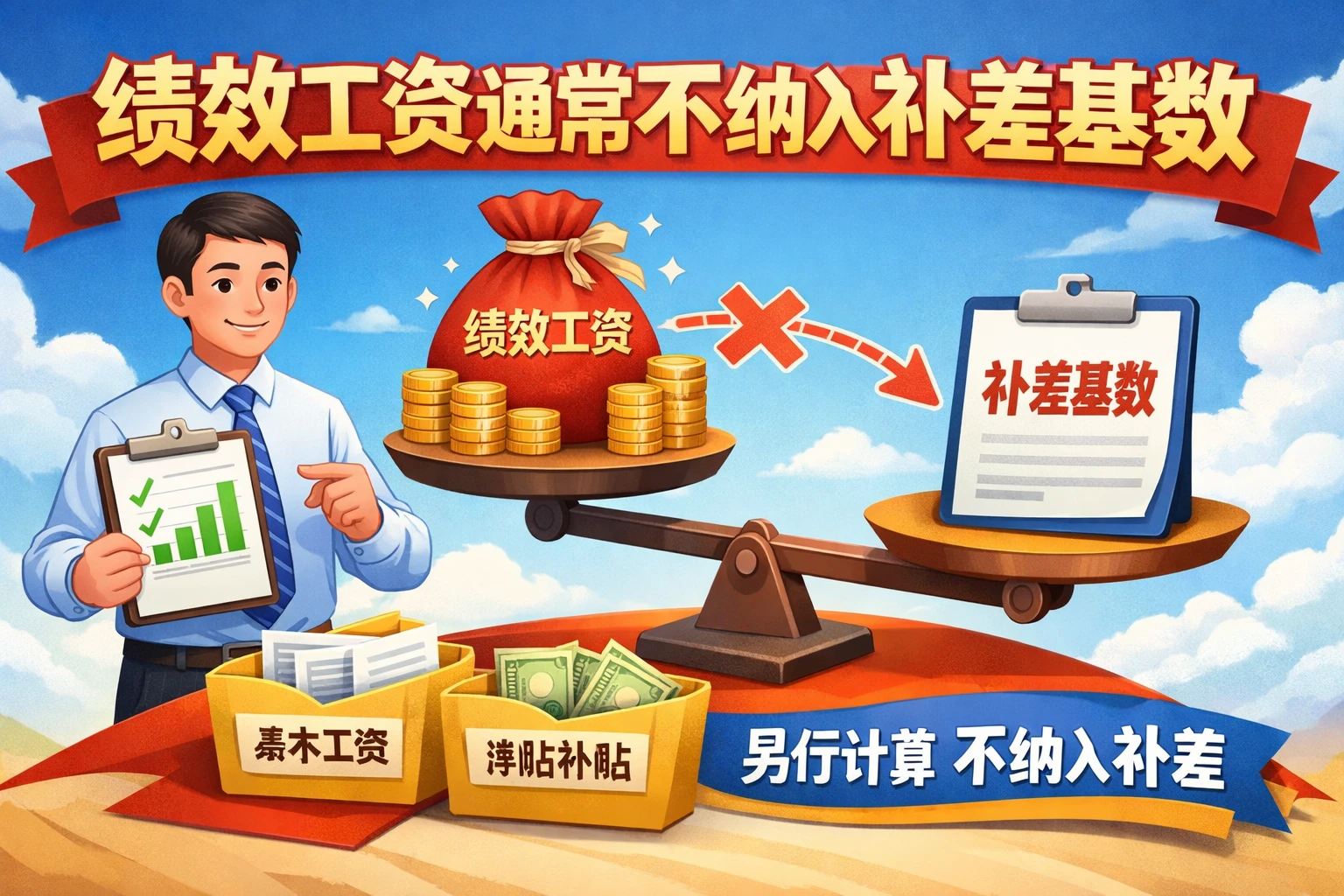 绩效工资通常不当然纳入补差基数