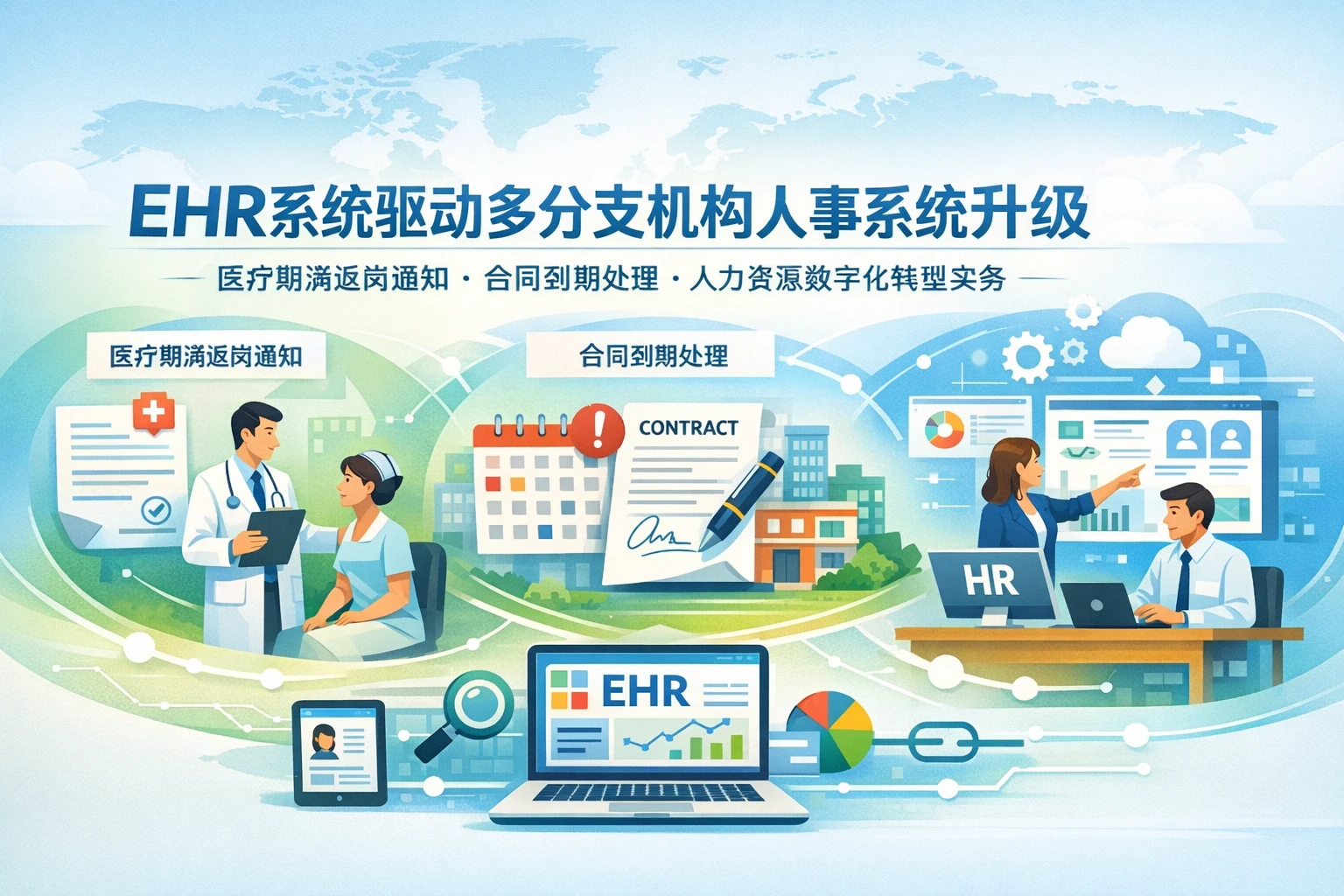 ehr系统驱动多分支机构人事系统升级：医疗期满返岗通知、合同到期处理与人力资源数字化转型实务