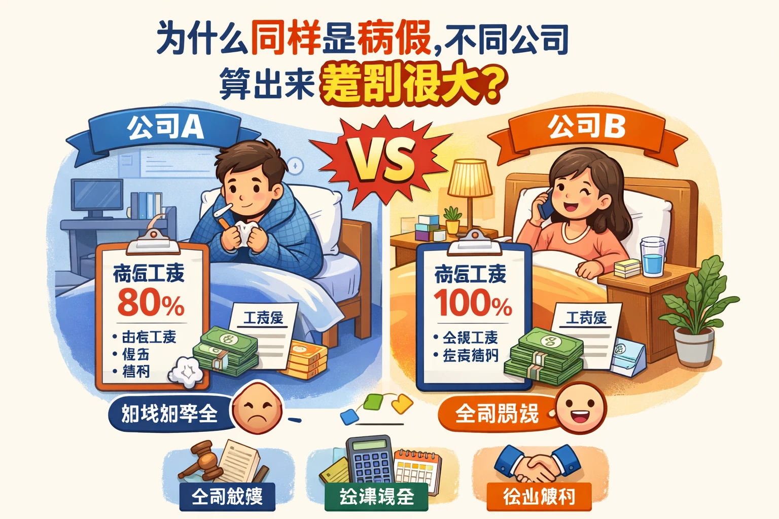 为什么同样是病假，不同公司算出来差别很大