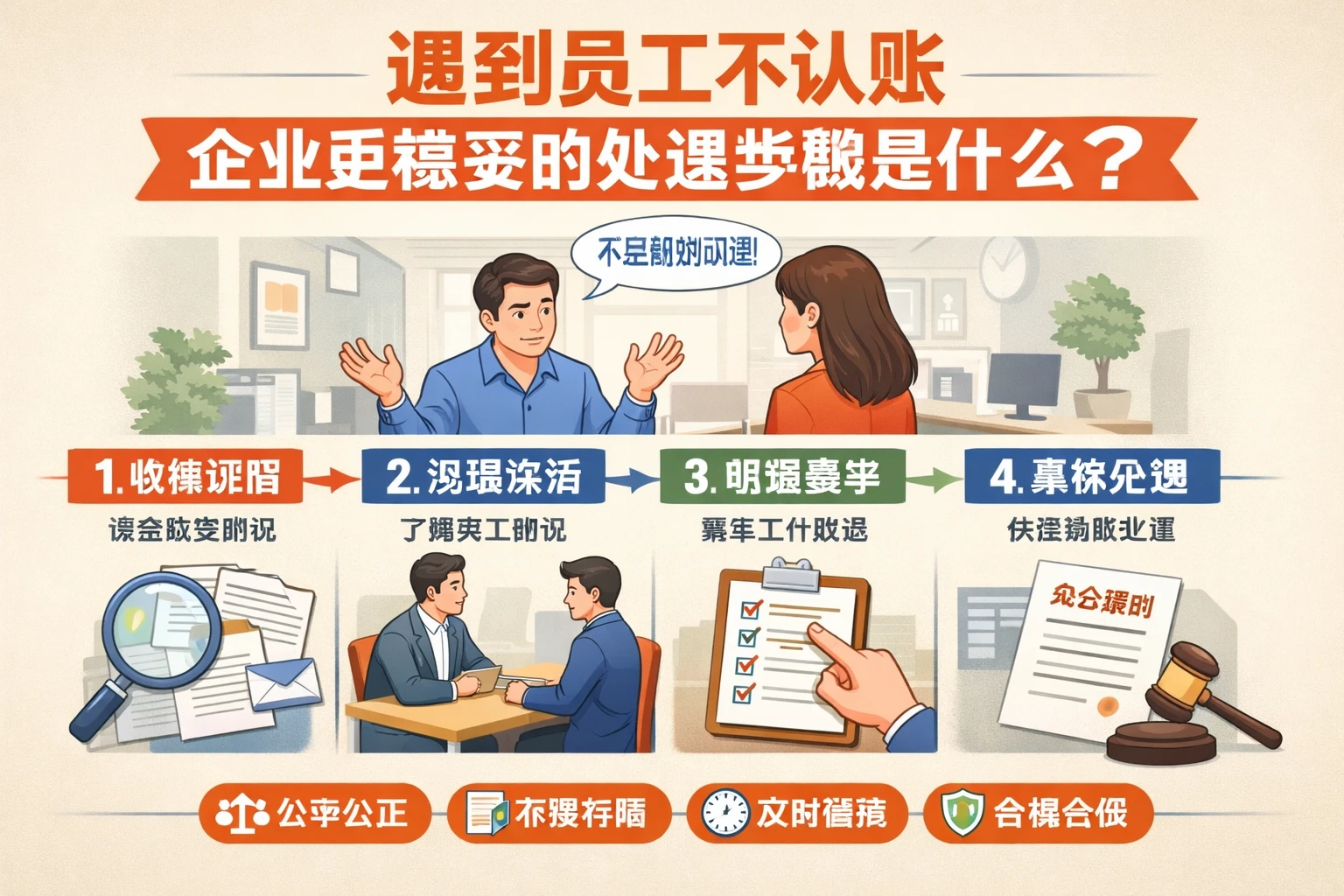 遇到员工不认账，企业更稳妥的处理步骤是什么