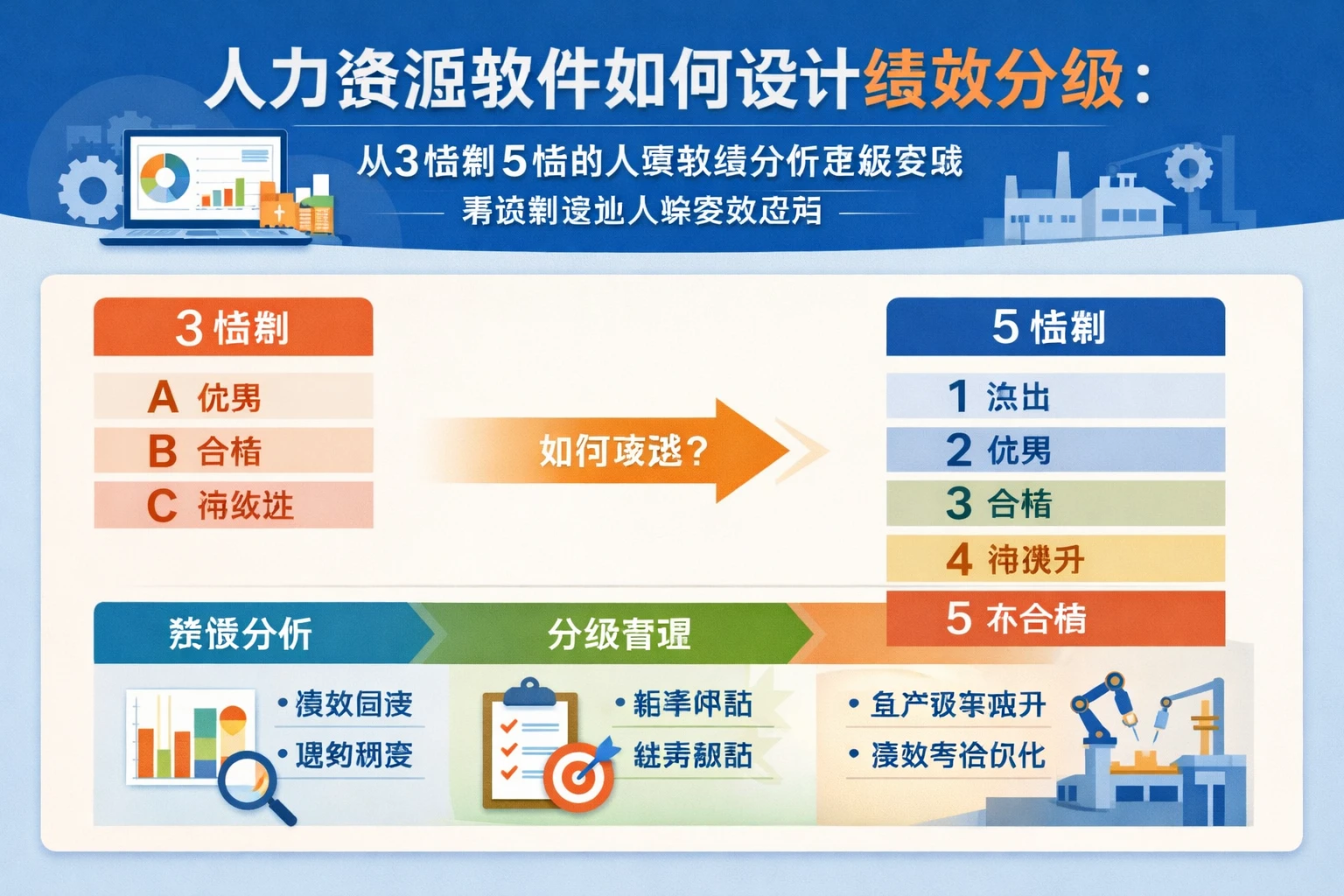 人力资源软件如何设计绩效分级：从3档到5档的人事数据分析系统实践，兼谈制造业人事系统应用