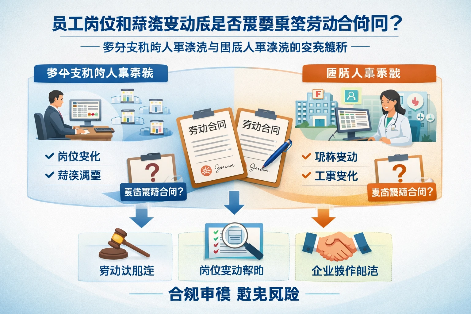 人事系统视角下，员工岗位和薪资变动后是否需要重签劳动合同？多分支机构人事系统与医院人事系统的实务解析