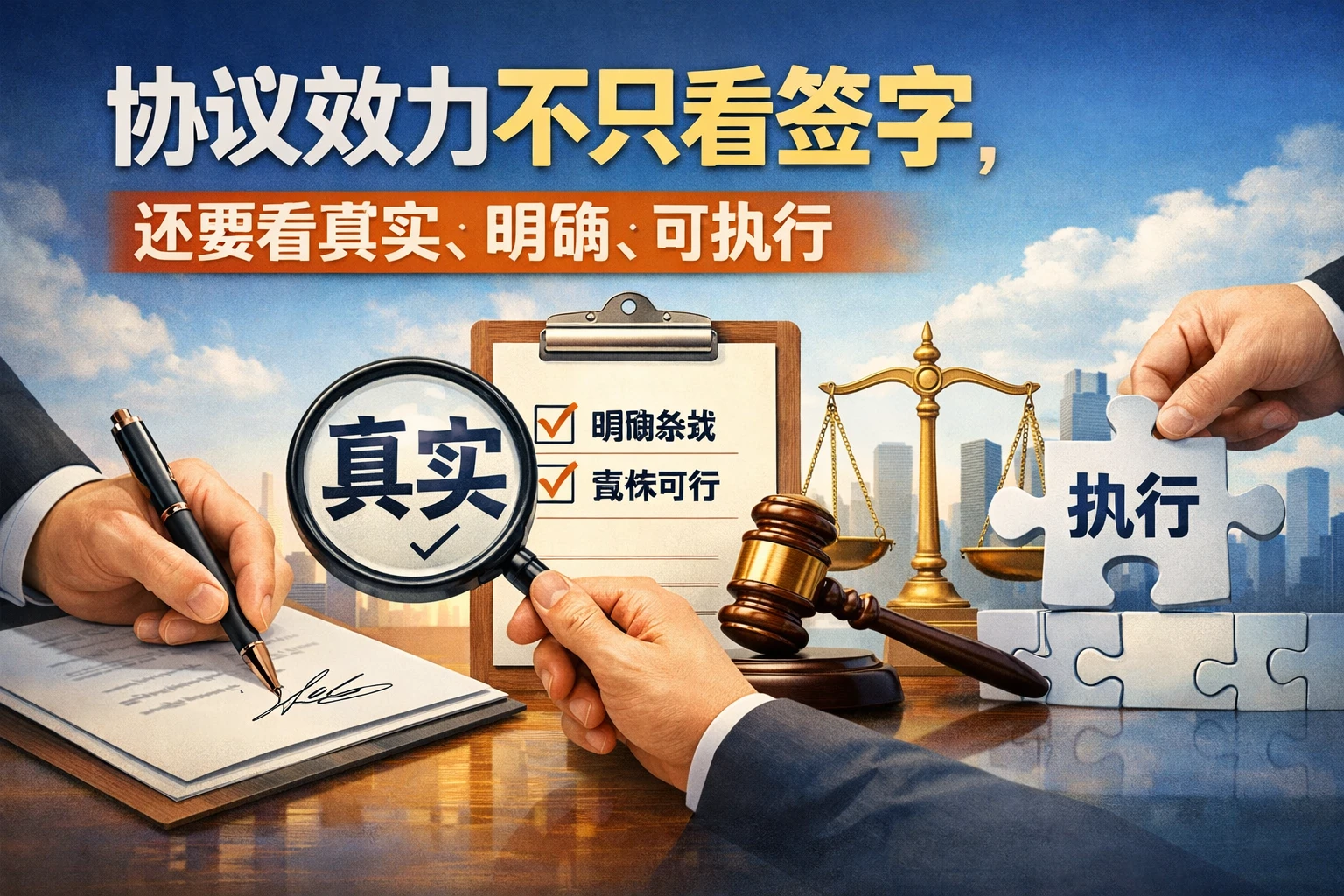 协议效力不只看签字，还要看真实、明确、可执行