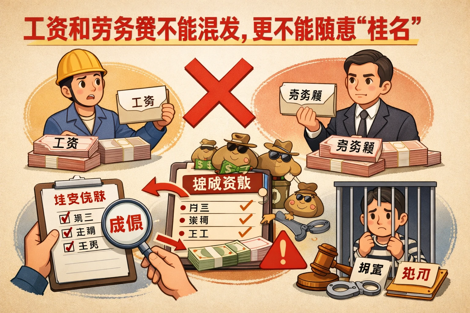 工资和劳务费不能混发，更不能随意“挂名”