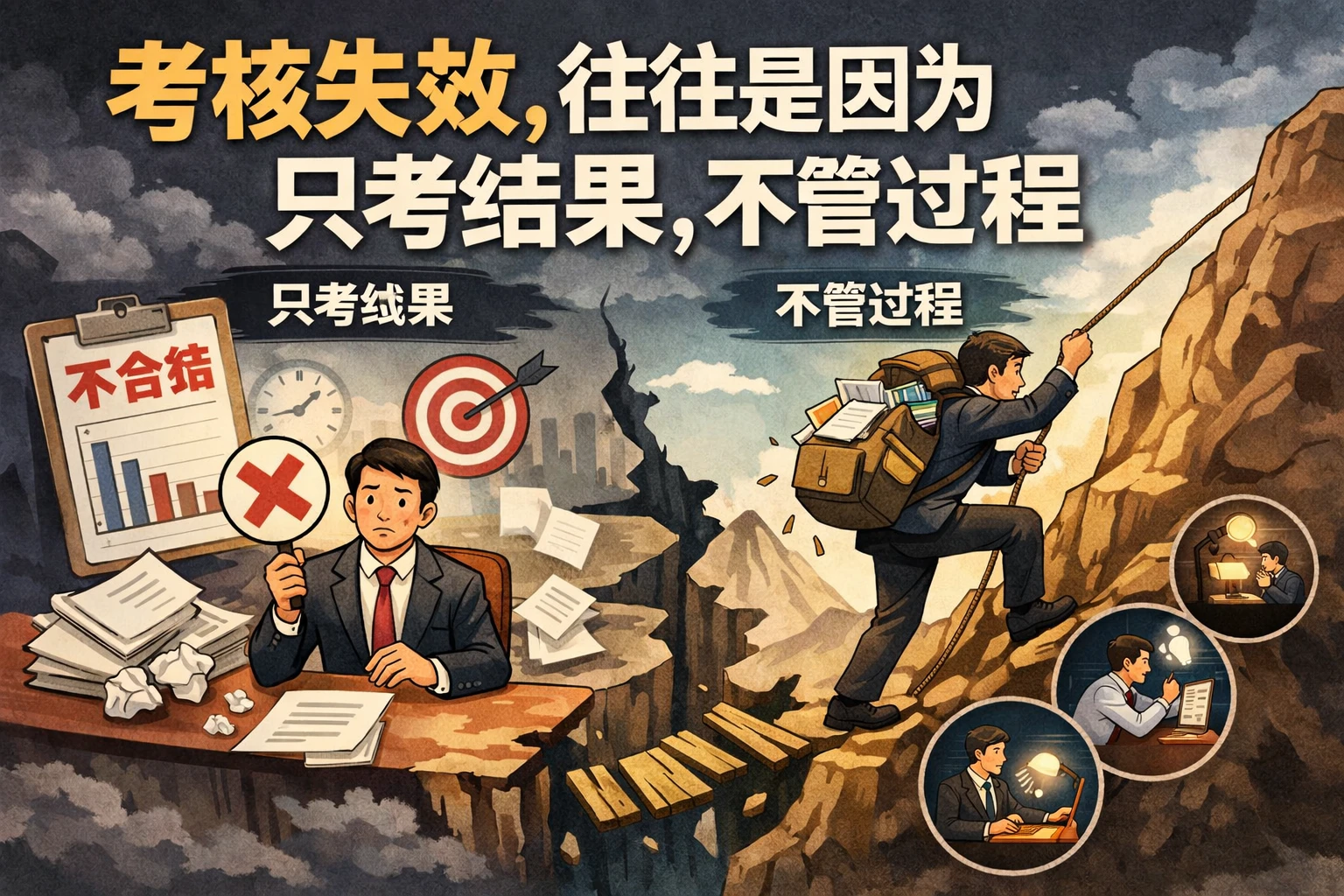 考核失效，往往是因为只考结果，不管过程