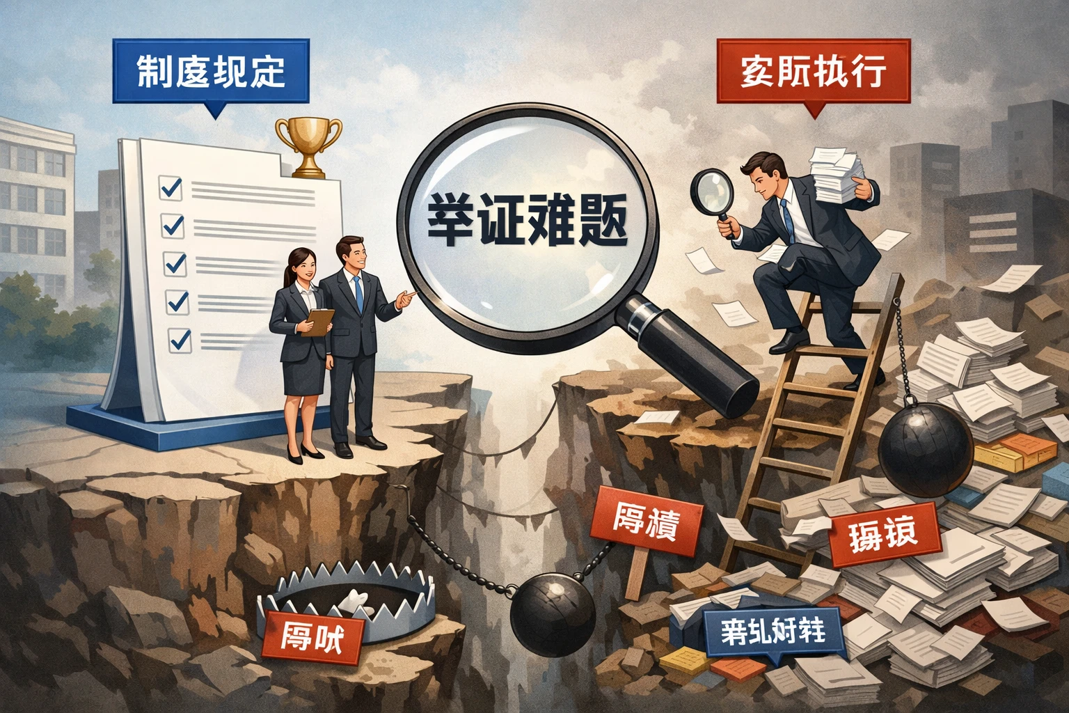 制度与实际执行不一致，会放大举证难度