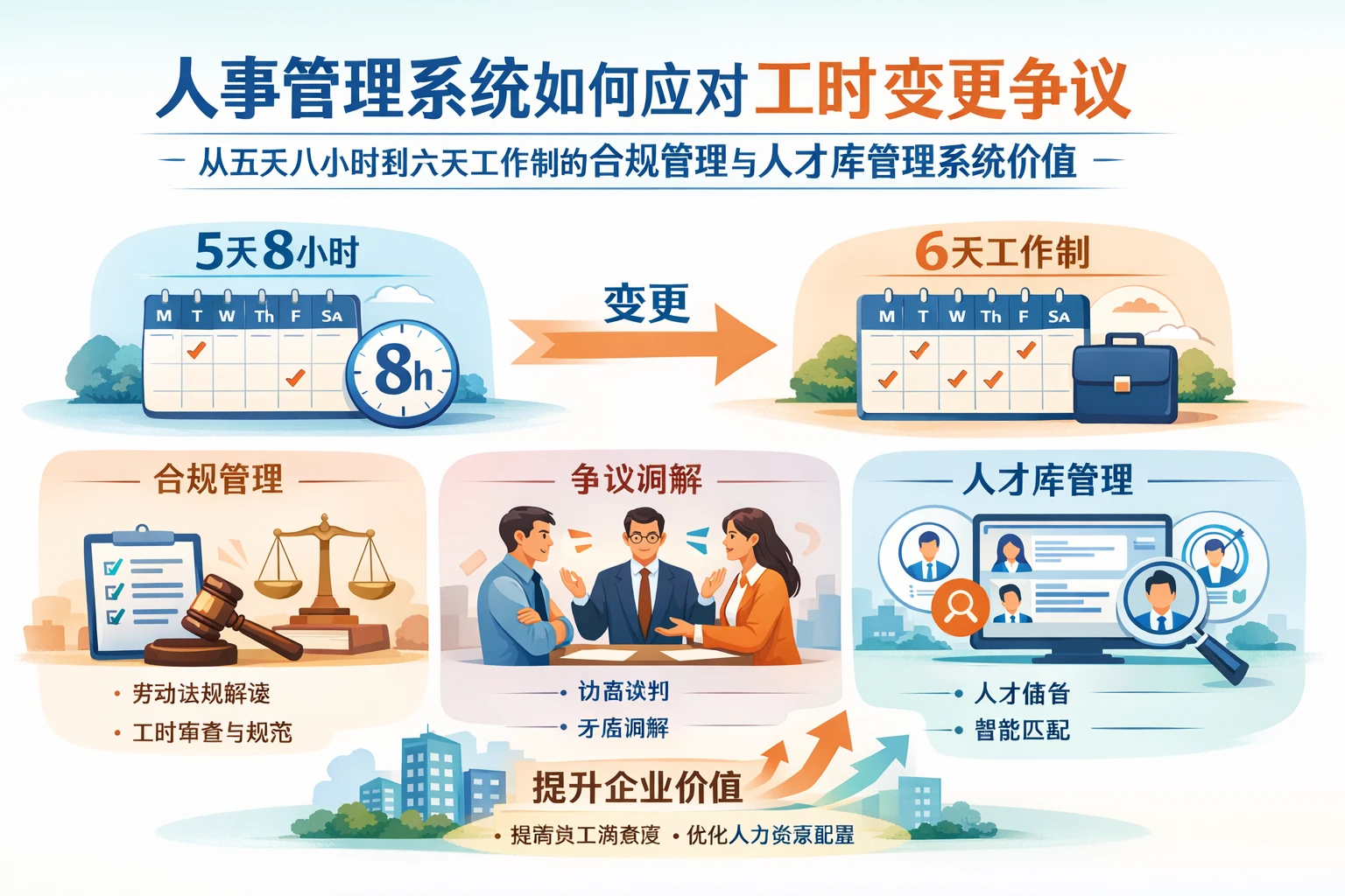 人事管理系统如何应对工时变更争议:从五天八小时到六天工作制的合规管理与人才库管理系统价值