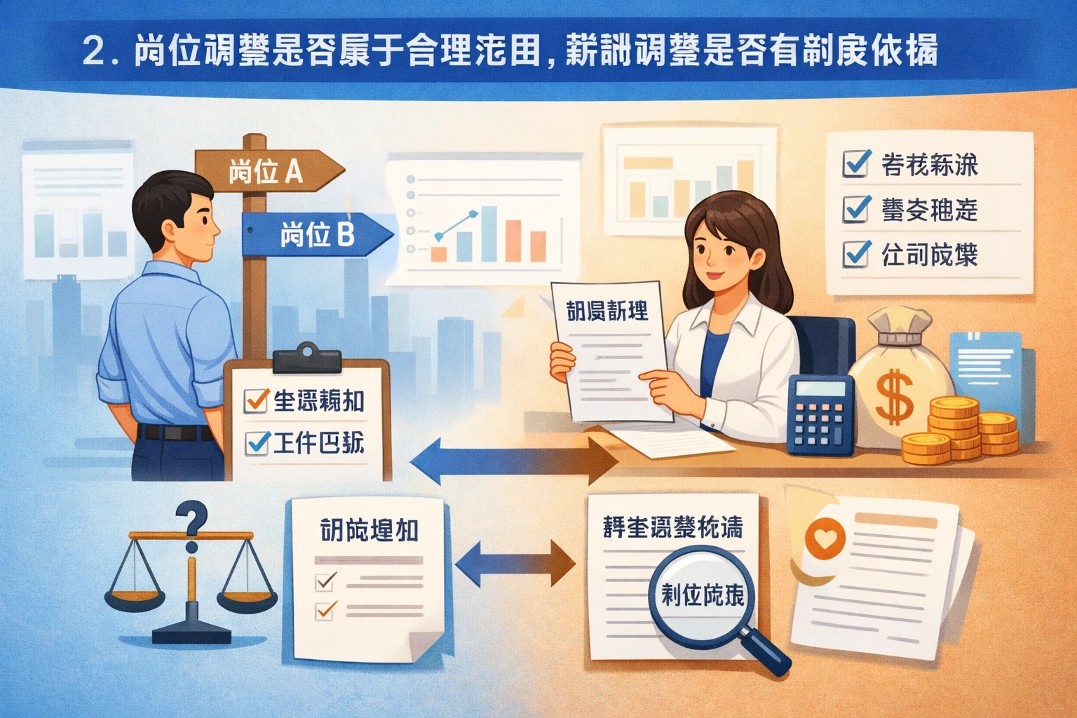 2. 岗位调整是否属于合理范围，薪酬调整是否有制度依据