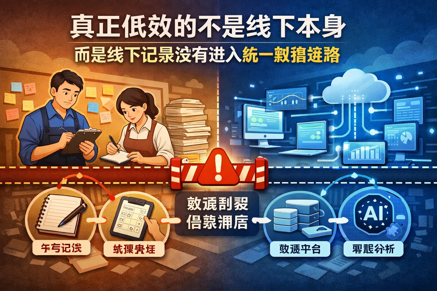 真正低效的不是线下本身,而是线下记录没有进入统一数据链路