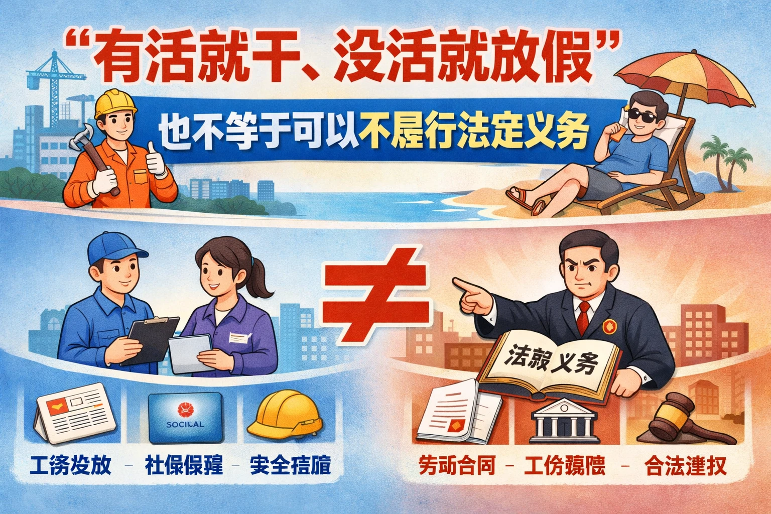 “有活就干、没活就放假”也不等于可以不履行法定义务