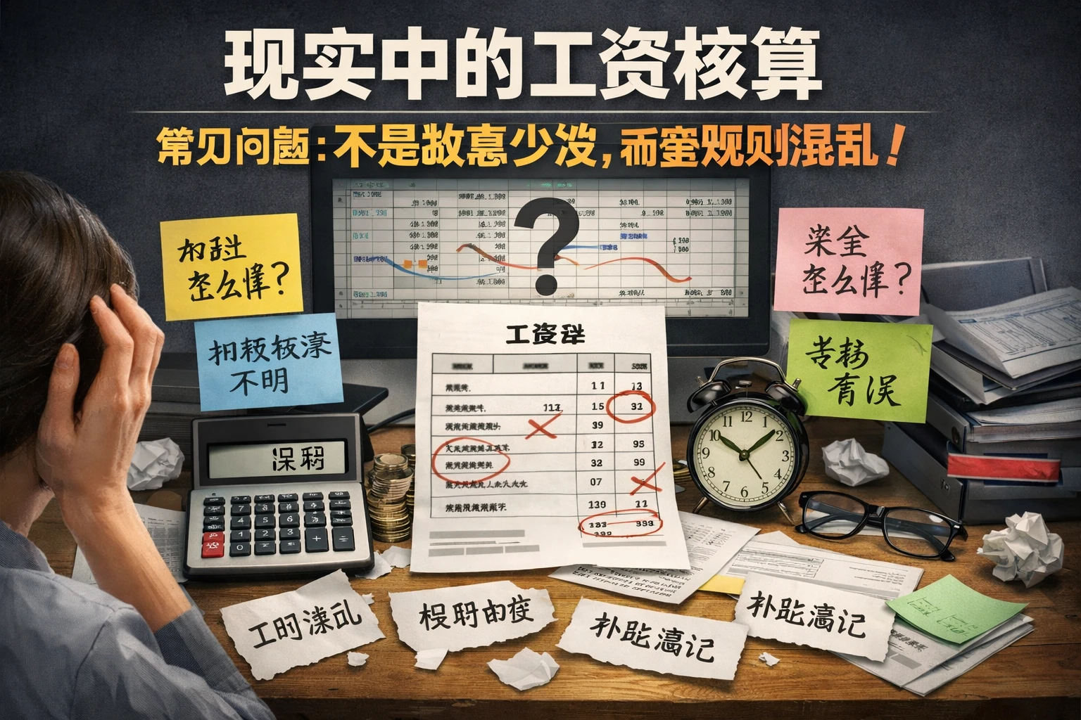 现实中的工资核算，常见问题不是故意少发，而是规则混乱