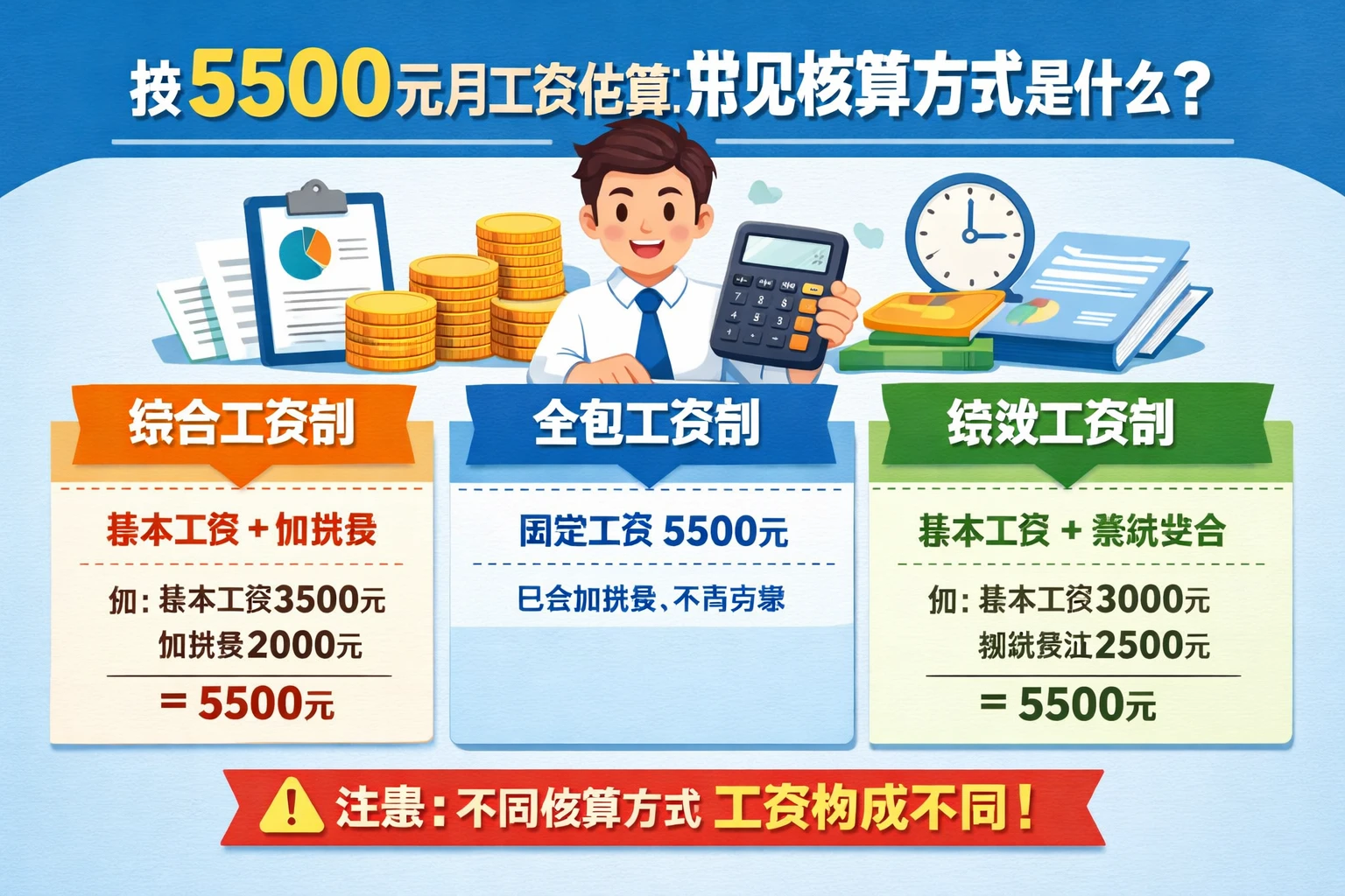 按5500元月工资估算，常见核算方式是什么