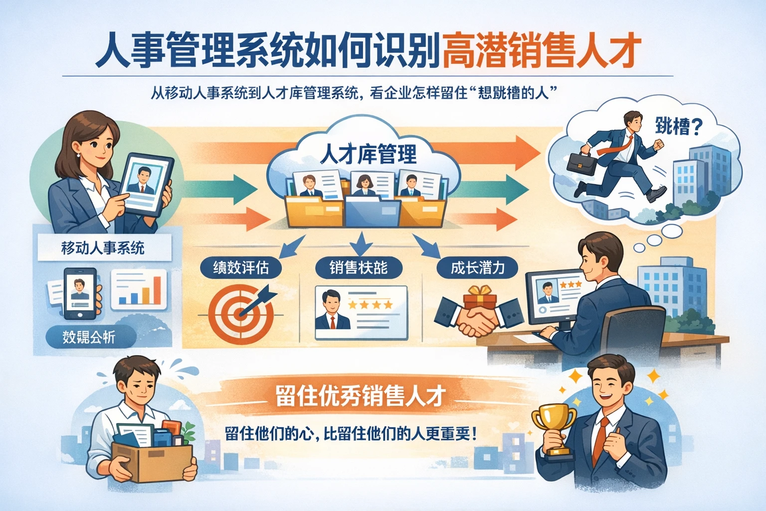 人事管理系统如何识别高潜销售人才：从移动人事系统到人才库管理系统，看企业怎样留住“想跳槽的人”