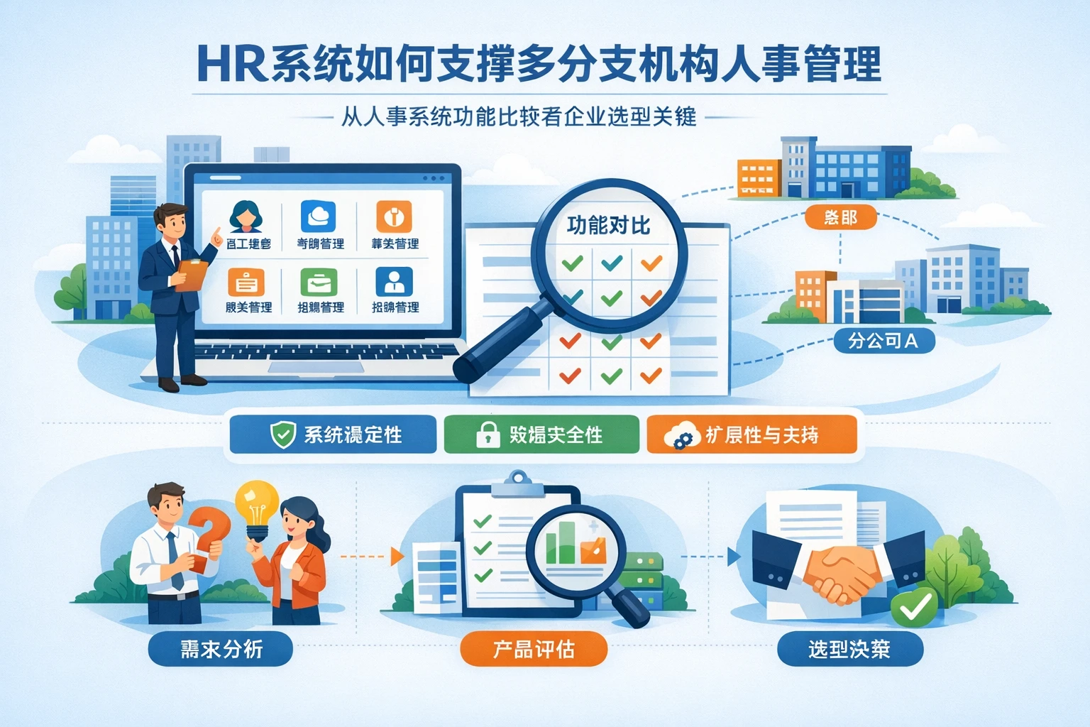 HR系统如何支撑多分支机构人事管理：从人事系统功能比较看企业选型关键