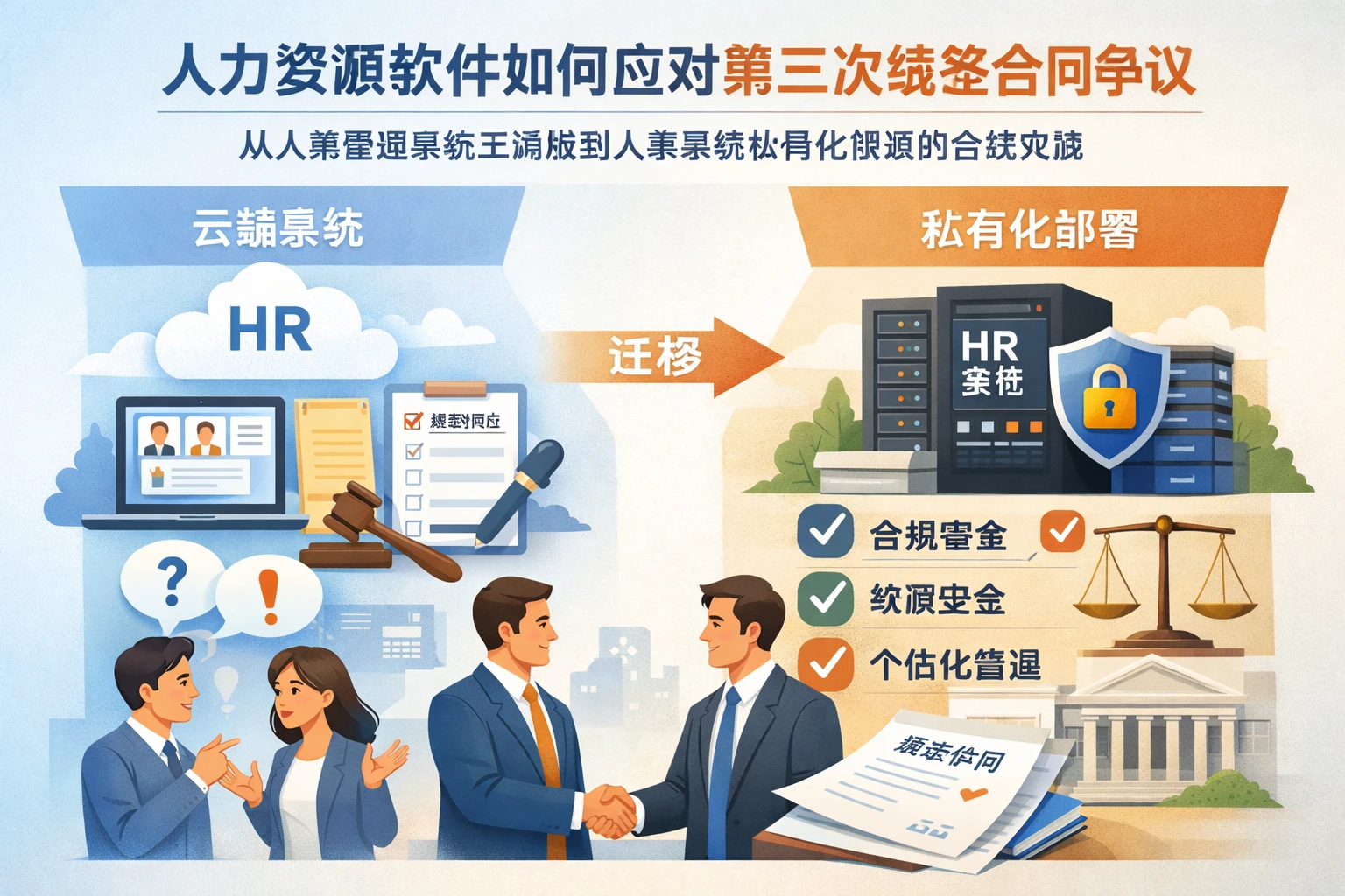 人力资源软件如何应对第三次续签合同争议：从人事管理系统云端版到人事系统私有化部署的合规实践