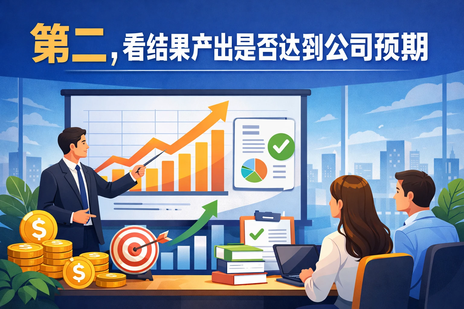 第二，看结果产出是否达到公司预期