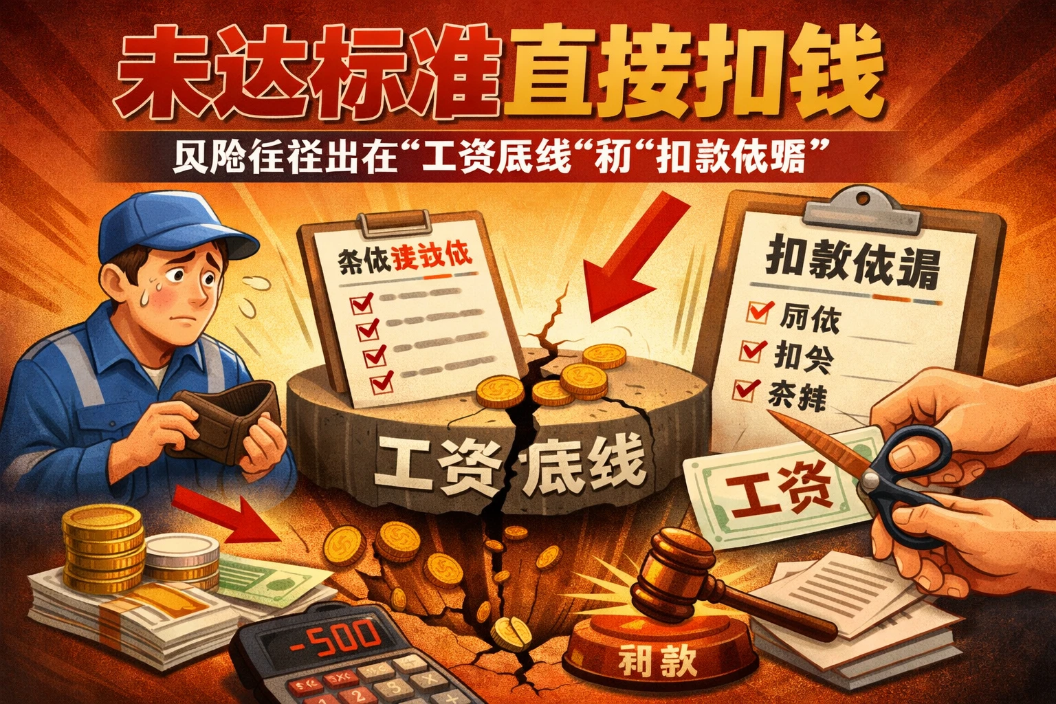 未达标准直接扣钱，风险往往出在“工资底线”和“扣款依据”