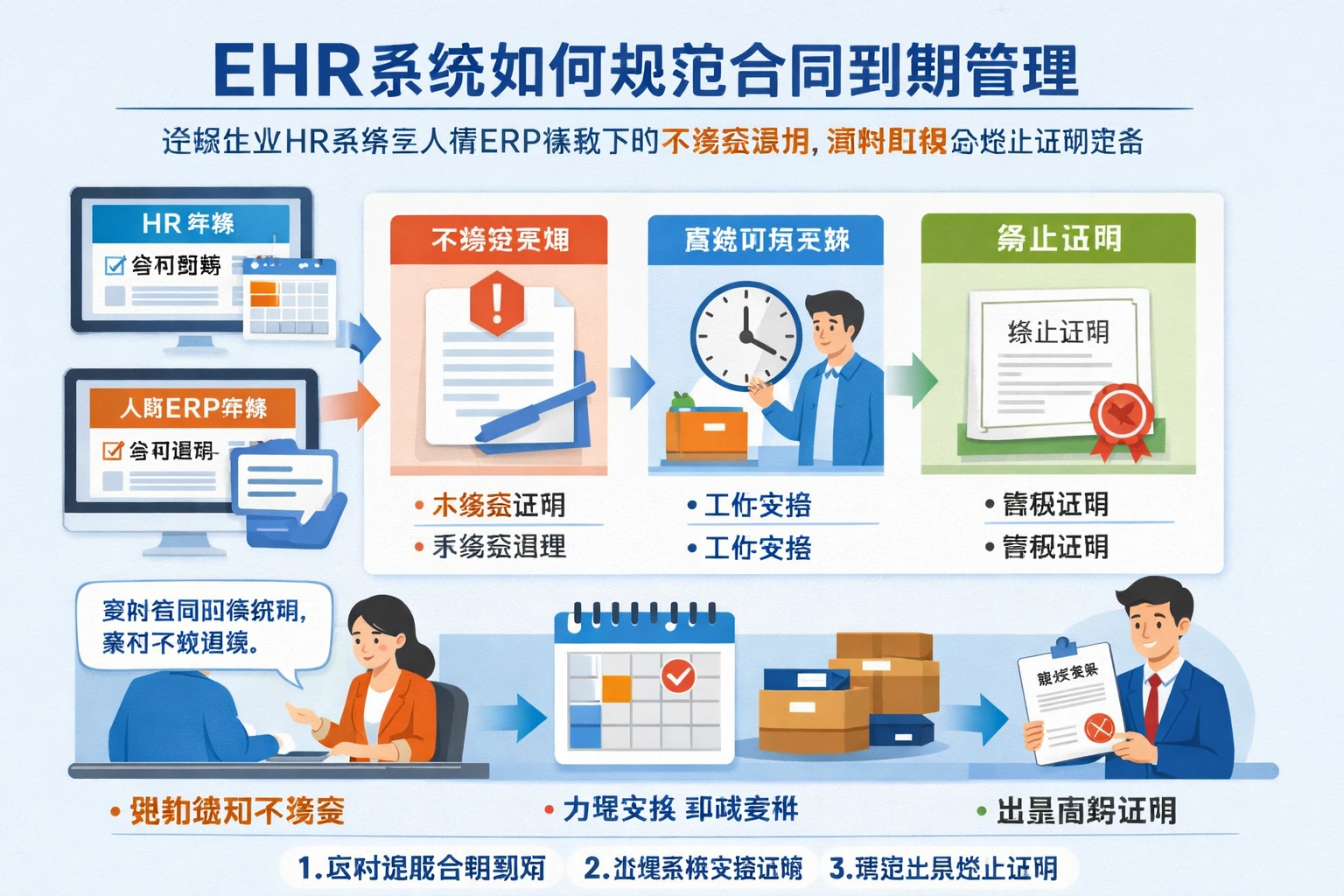 ehr系统如何规范合同到期管理：连锁企业HR系统与人事ERP系统下的不续签通知、离岗时间与终止证明实务