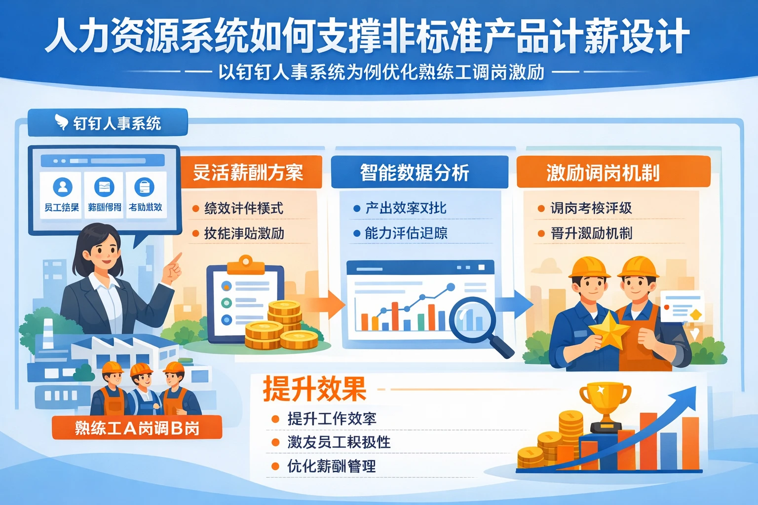 人力资源系统如何支撑非标准产品计薪设计——以钉钉人事系统为例优化熟练工调岗激励