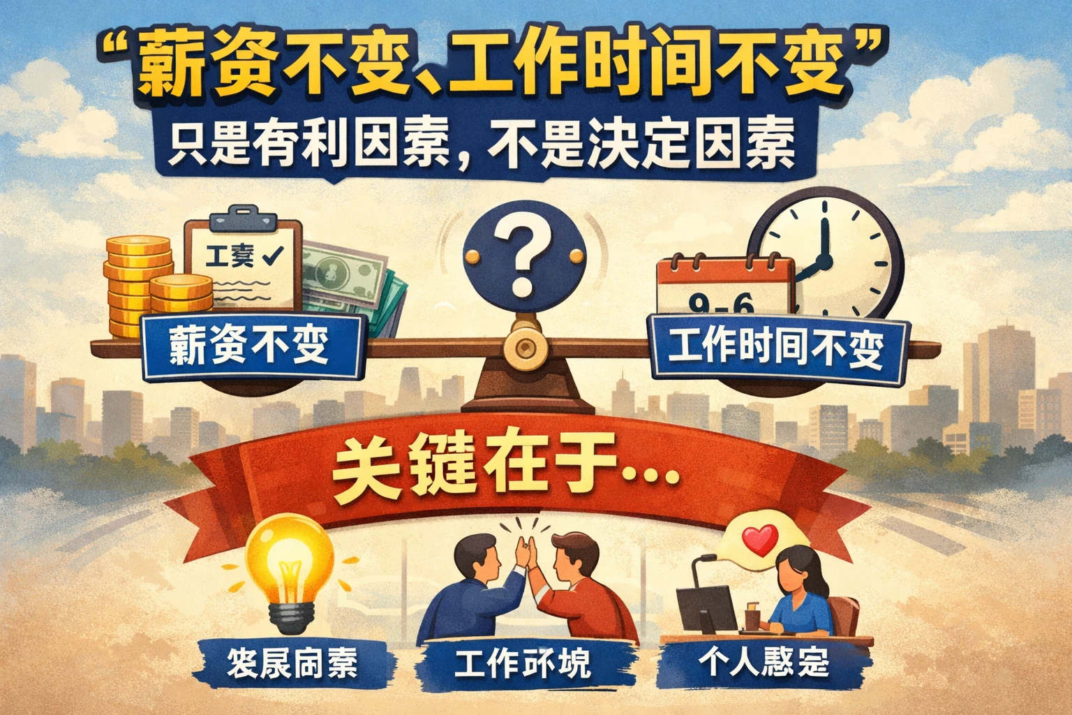 “薪资不变、工作时间不变”只是有利因素，不是决定因素