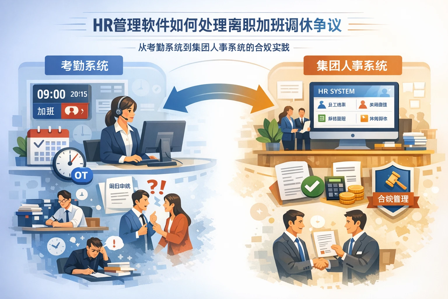 HR管理软件如何处理离职加班调休争议：从考勤系统到集团人事系统的合规实践