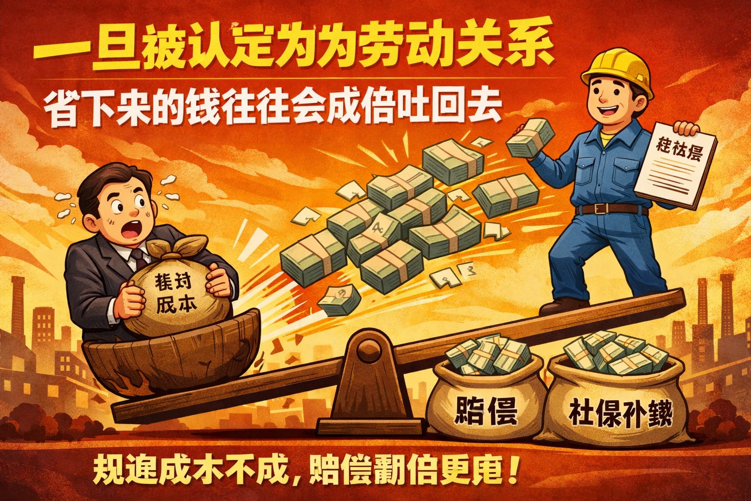 一旦被认定为劳动关系，省下来的钱往往会成倍吐回去