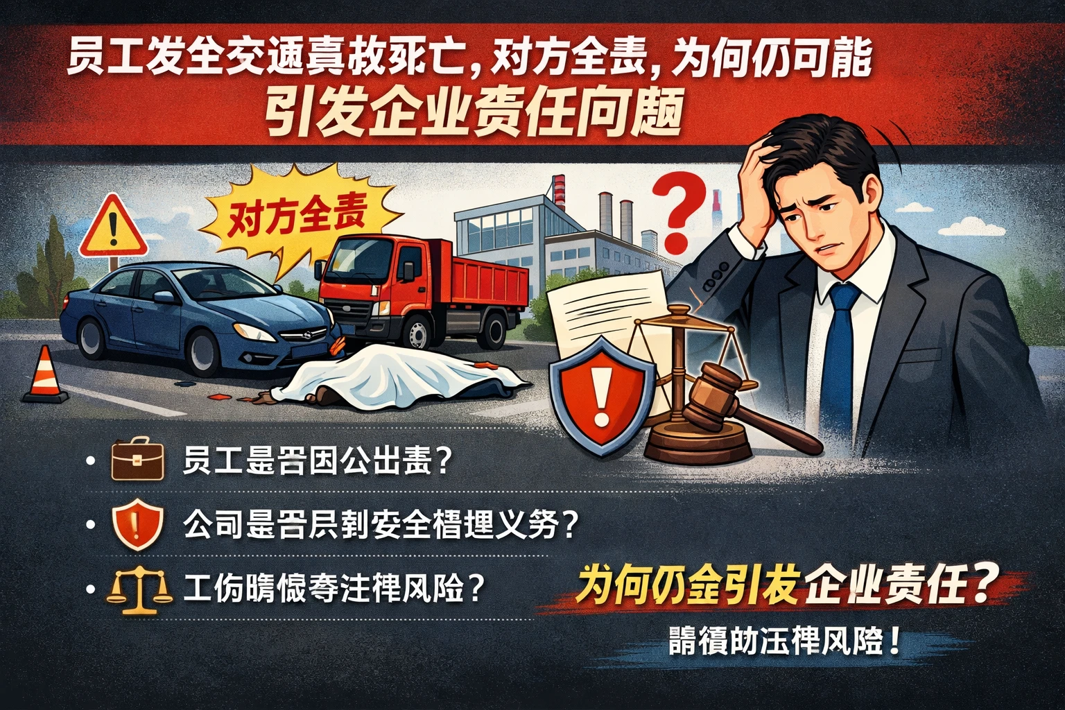员工发生交通事故死亡,对方全责,为何仍可能引发企业责任问题