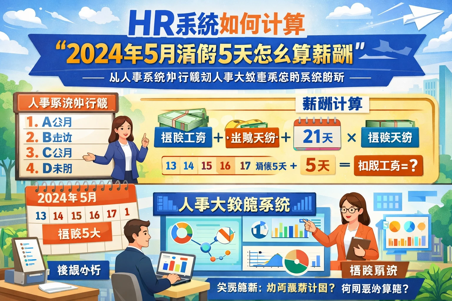 HR系统如何计算“2024年5月请假5天怎么算薪酬”——从人事系统排行榜到人事大数据系统的实务解析