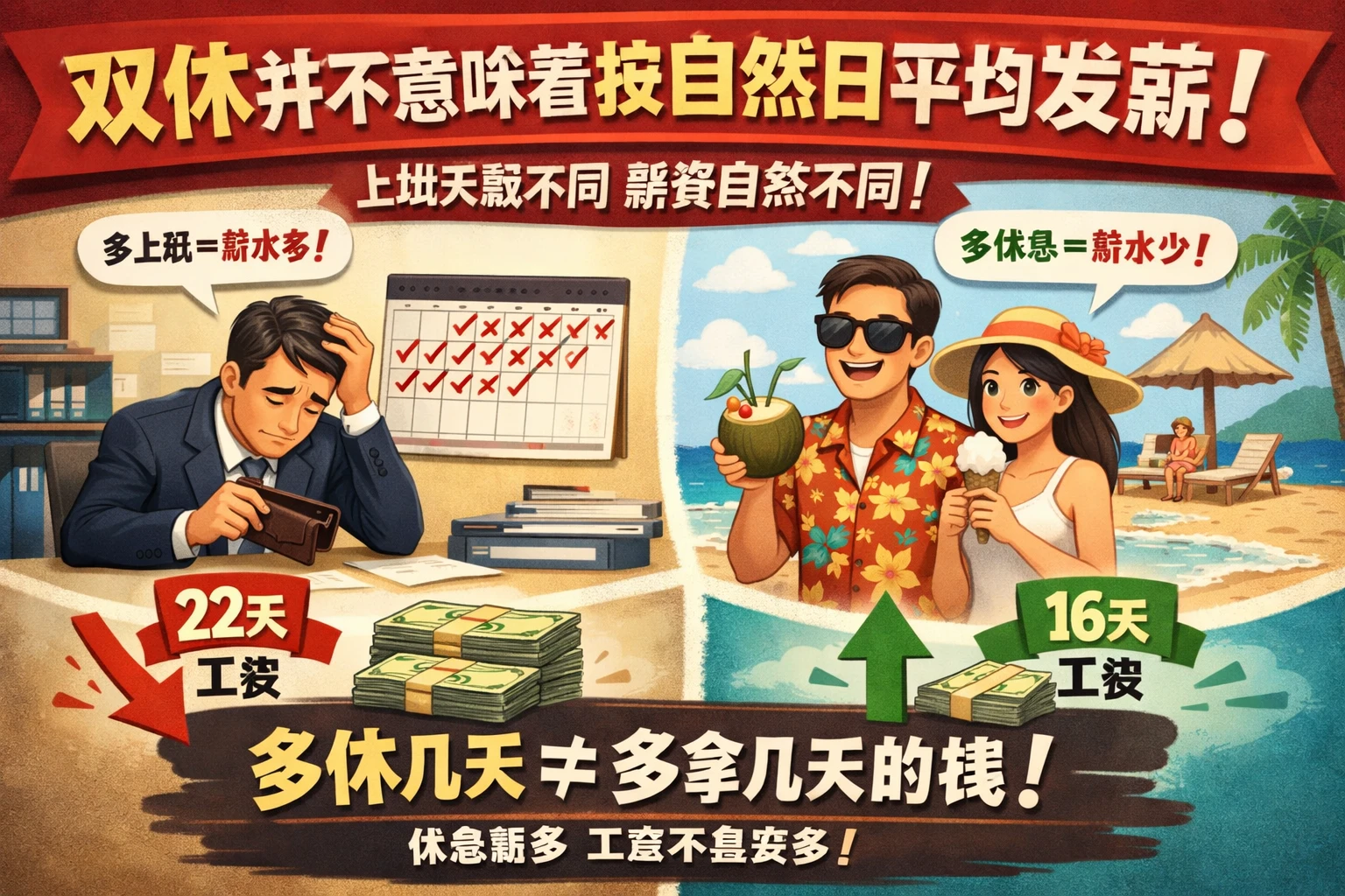 双休并不意味着按自然日平均发薪