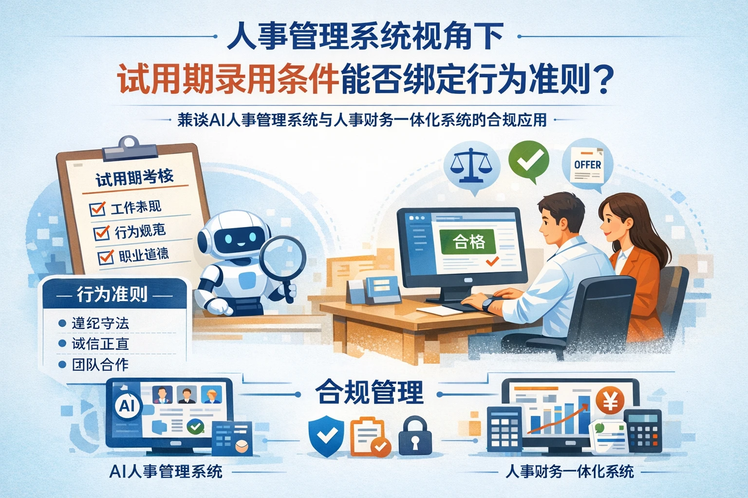 人事管理系统视角下，试用期录用条件能否绑定行为准则？兼谈AI人事管理系统与人事财务一体化系统的合规应用
