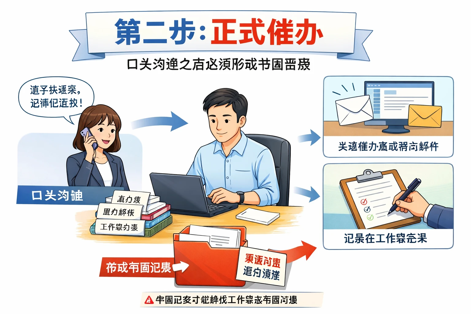 第二步:正式催办,口头沟通之后必须形成书面留痕