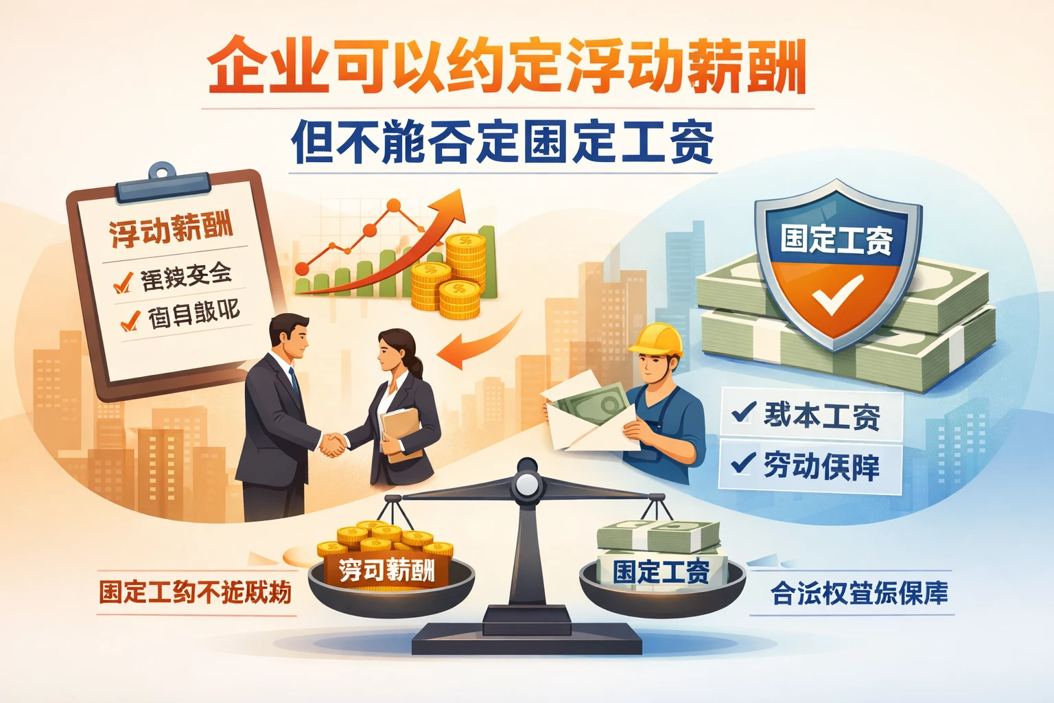 企业可以约定浮动薪酬，但不能否定固定工资