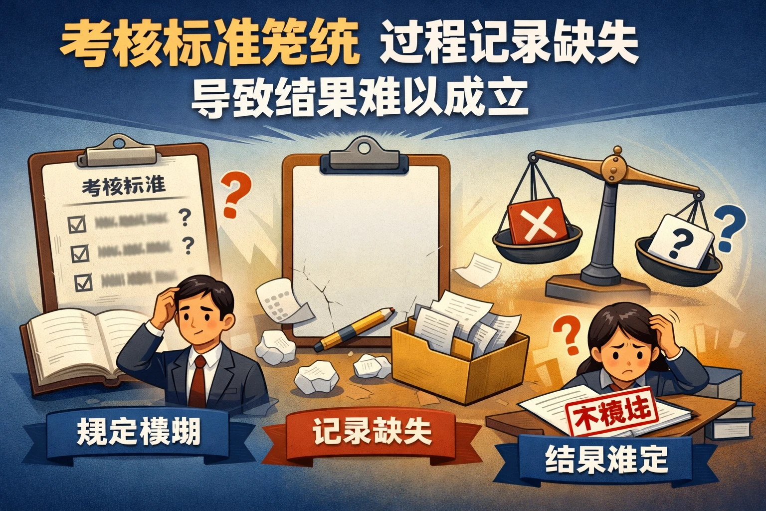 2. 考核标准笼统,过程记录缺失,导致结果难以成立