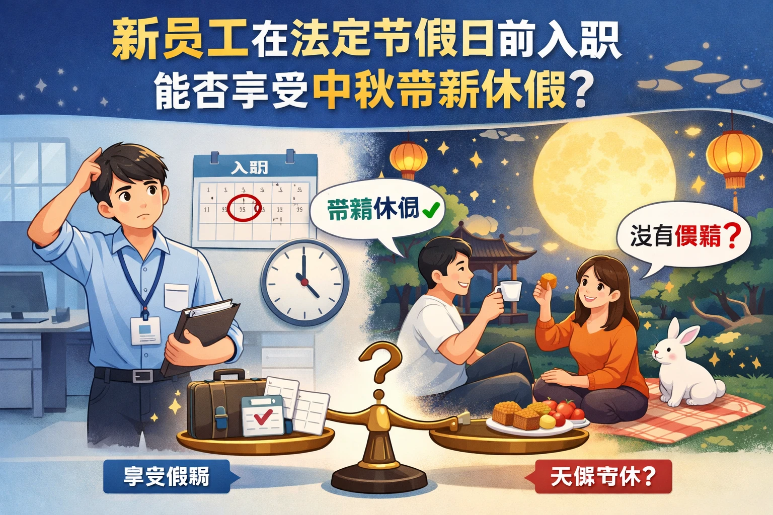 新员工在法定节假日前入职,能否享受中秋带薪休假