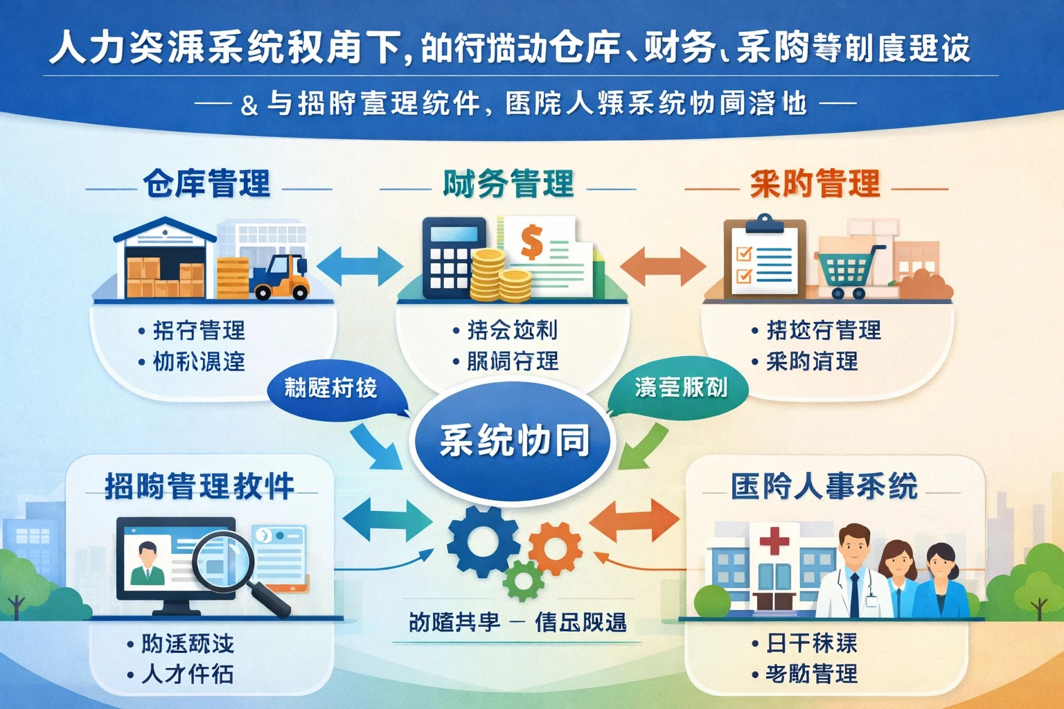 人力资源系统视角下，如何推动仓库、财务、采购等制度建设，并与招聘管理软件、医院人事系统协同落地
