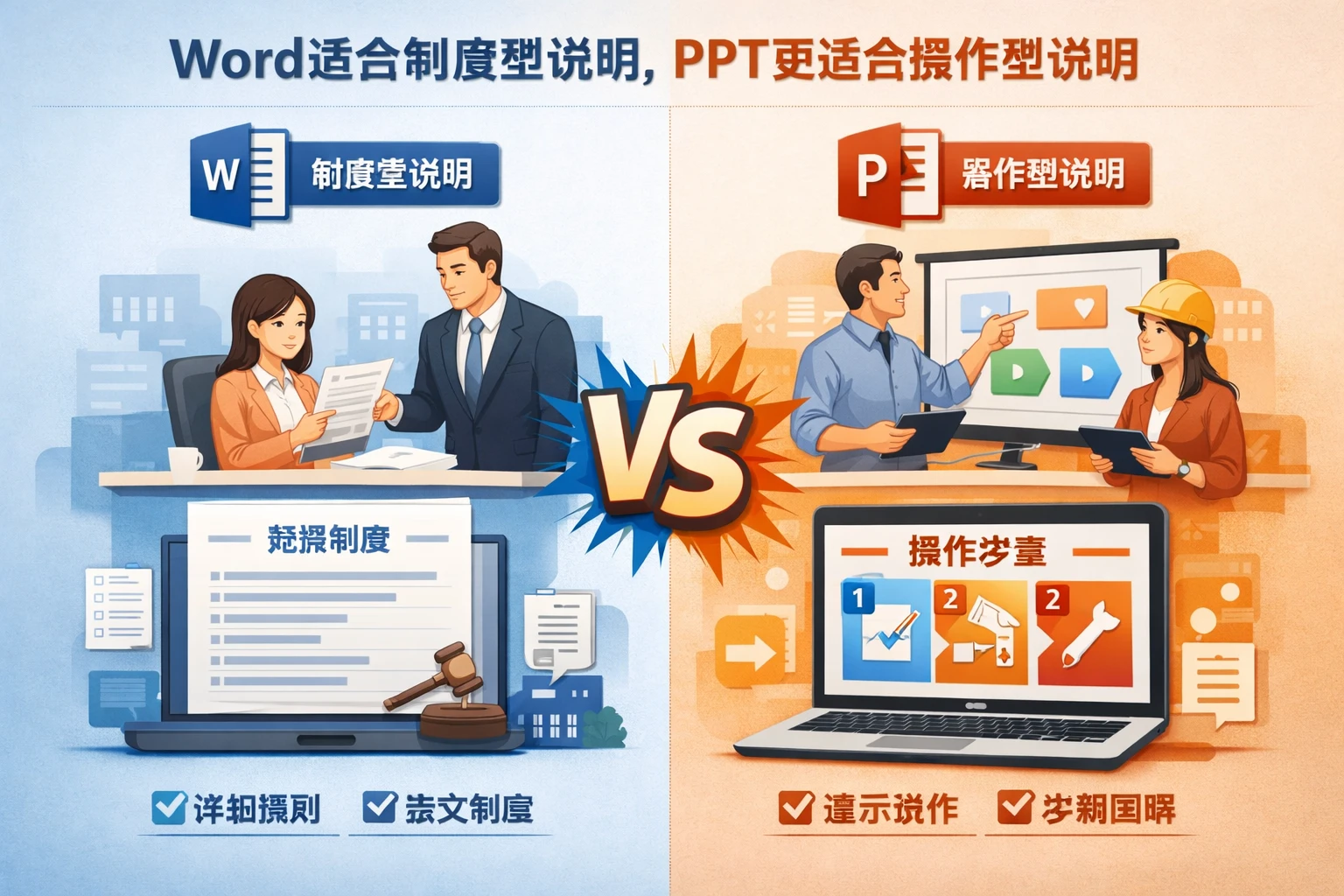 Word适合制度型说明，PPT更适合操作型说明