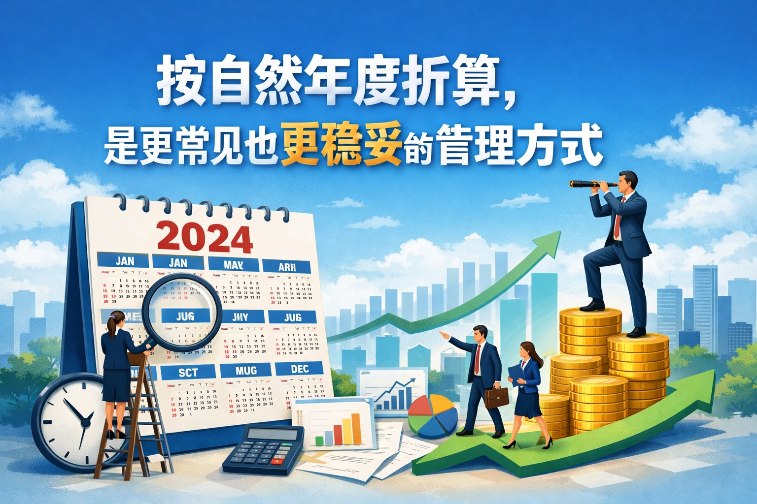 按自然年度折算，是更常见也更稳妥的管理方式