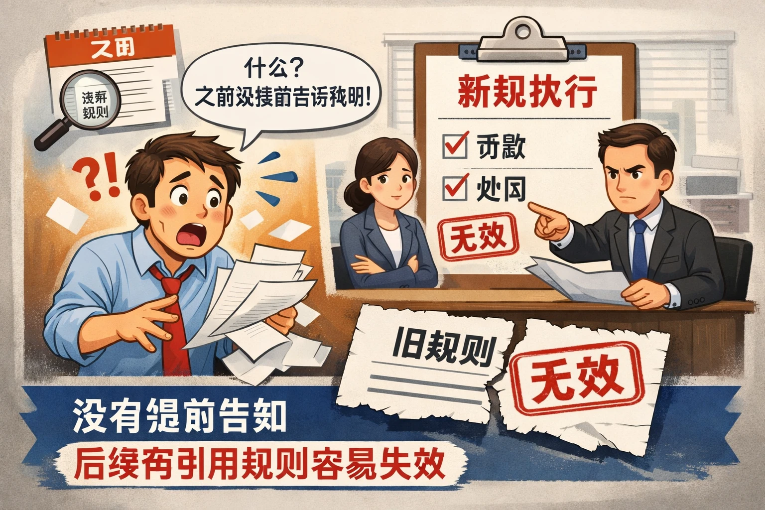 没有提前告知,后续再引用规则容易失效