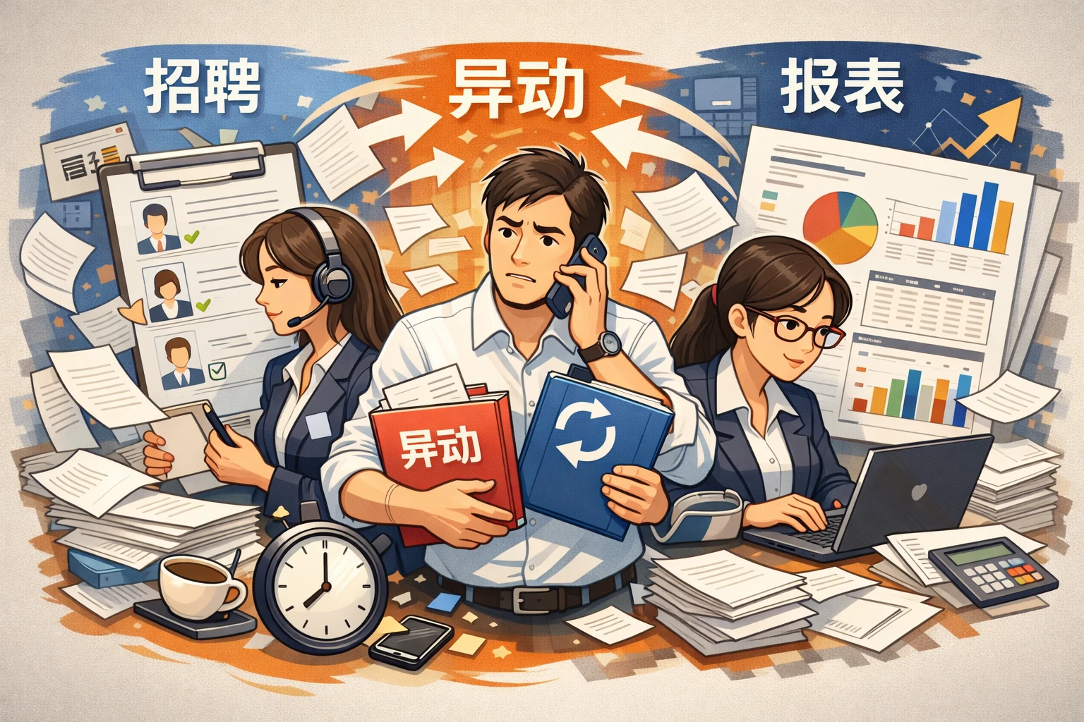 招聘、异动、报表三项工作最容易形成叠加式忙碌