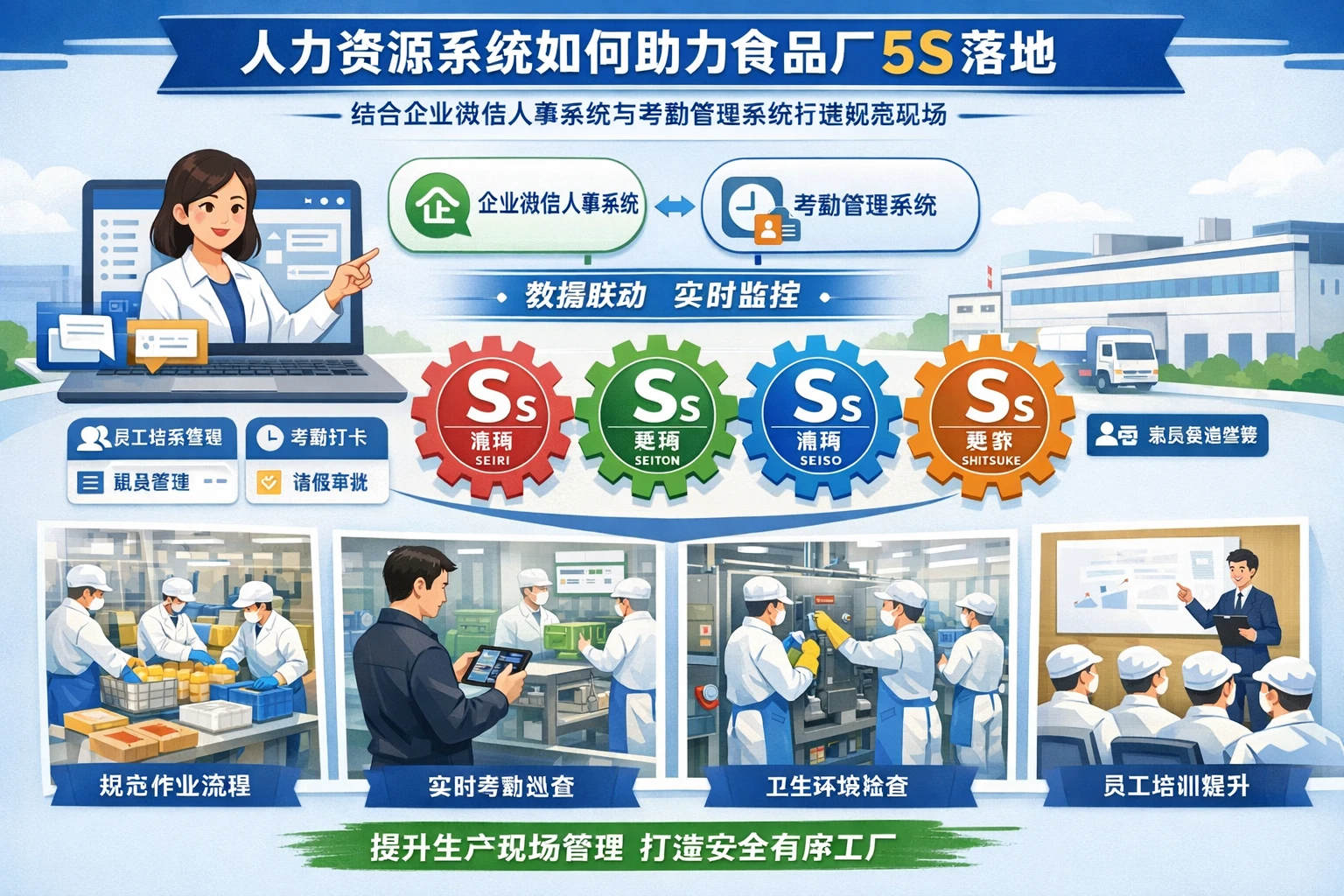 人力资源系统如何助力食品厂5S落地：结合企业微信人事系统与考勤管理系统打造规范现场