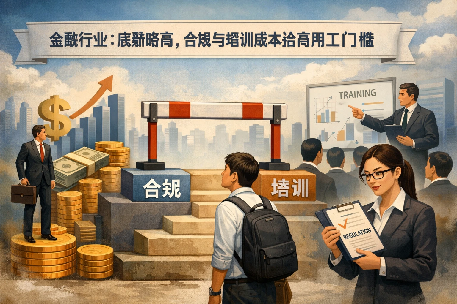金融行业:底薪略高,合规与培训成本抬高用工门槛