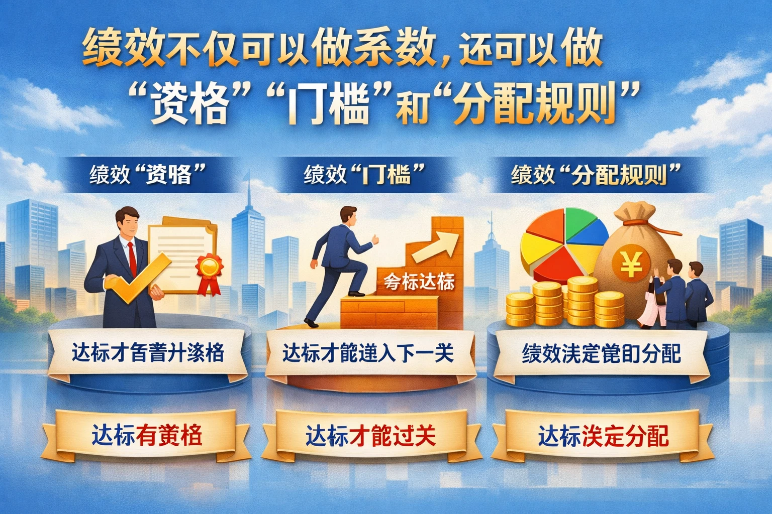 绩效不仅可以做系数，还可以做“资格”“门槛”和“分配规则”