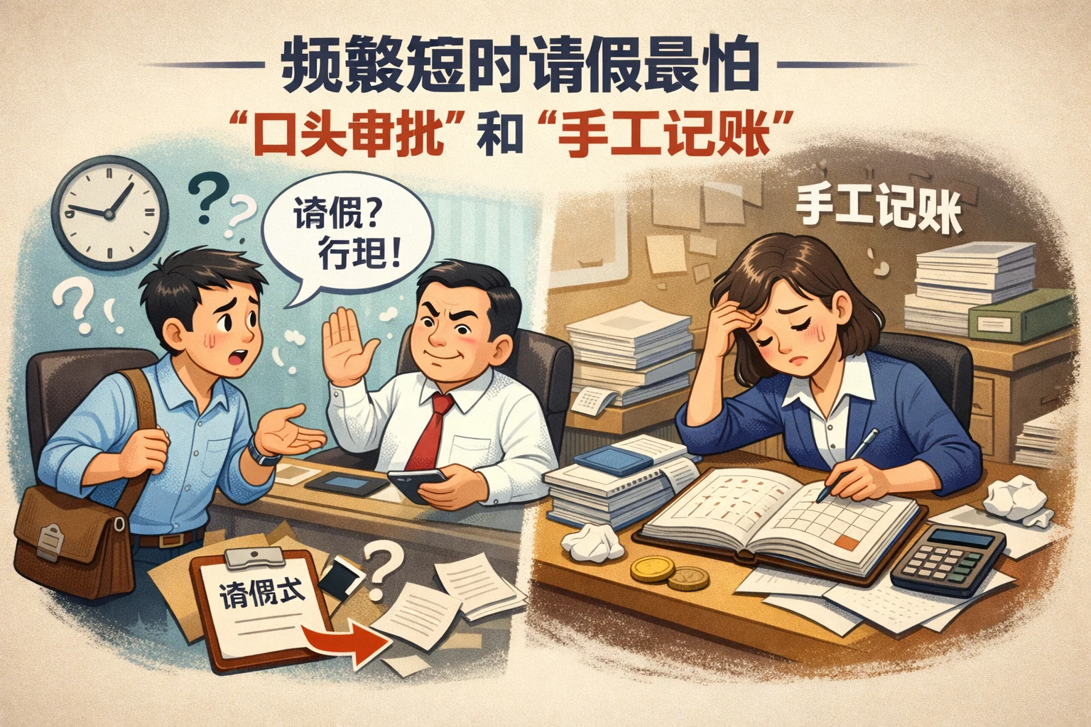 频繁短时请假最怕“口头审批”和“手工记账”