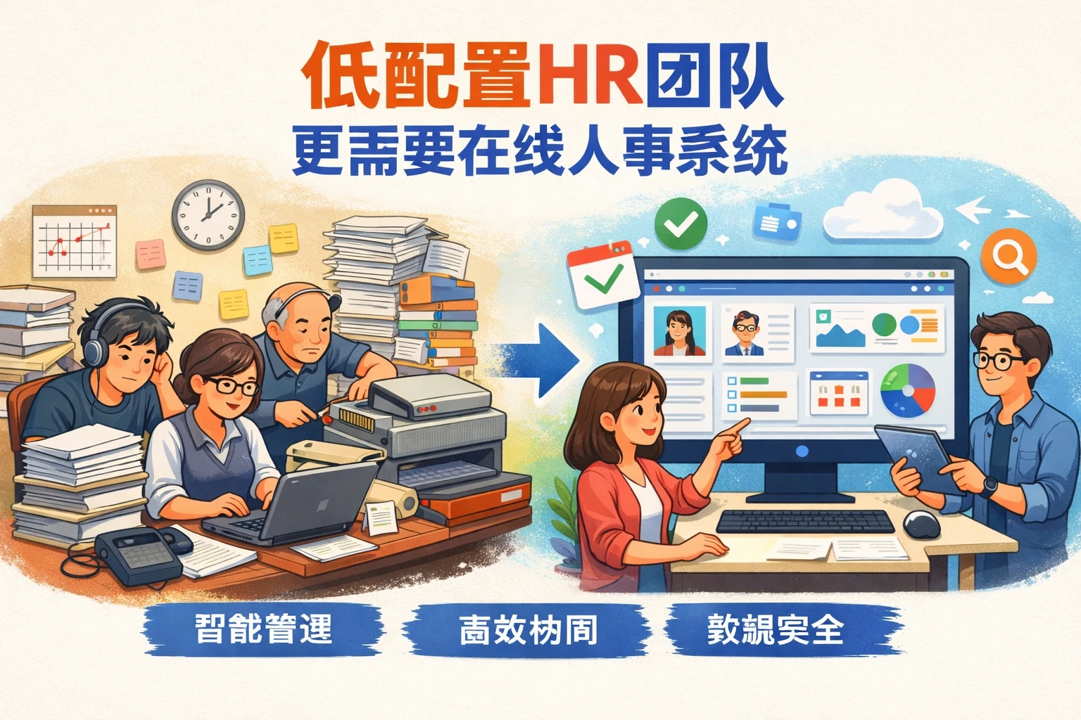 低配置HR团队更需要在线人事系统