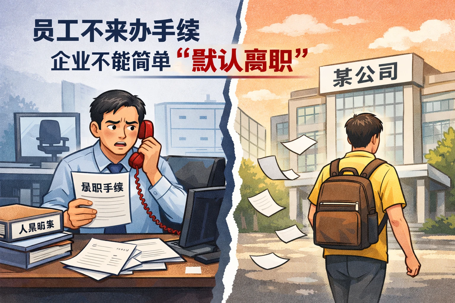 员工不来办手续，企业不能简单“默认离职”