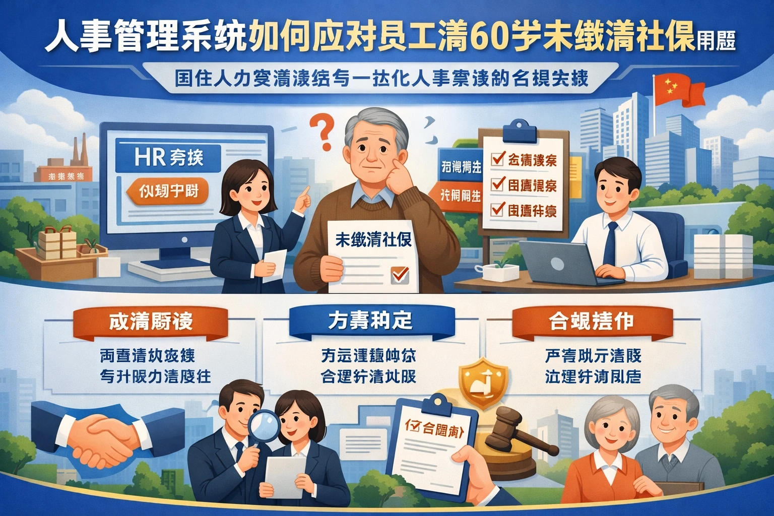 人事管理系统如何应对员工满60岁未缴满社保问题：国企人力资源系统与一体化人事系统的合规实践