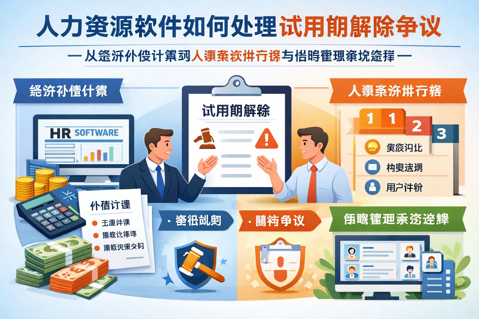 人力资源软件如何处理试用期解除争议:从经济补偿计算到人事系统排行榜与招聘管理系统选择