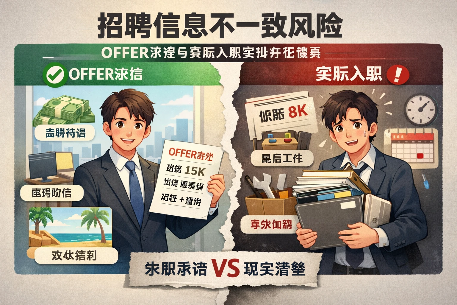 招聘信息不一致风险：offer承诺与实际入职安排存在偏差